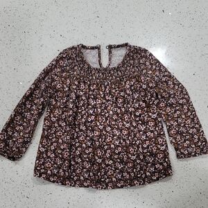 OshKosh B'gosh Brown Long Sleeve Smocked Blouse